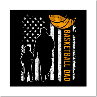 American Flag Basketball Dad And Son Gift T-shirt For Men Boys Kids Posters and Art